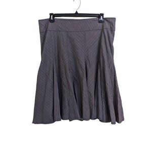 Vintage Monsoon Cotton Skirt 16 Pinstripe Box Pleat Paneled Navy Gray Fit Flare
